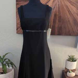 London Times Sleeveless Chiffon Black A-line Dress NwT